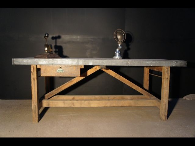 Vintage Industrial Upcycled Zinc workbench  