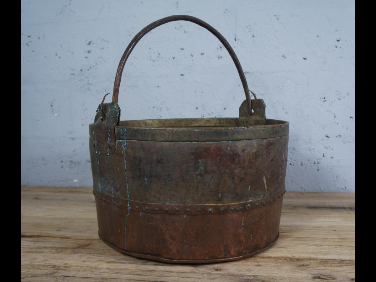 Copper and Brass French Log Basket Planter