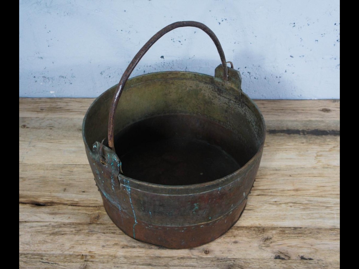Copper and Brass French Log Basket Planter