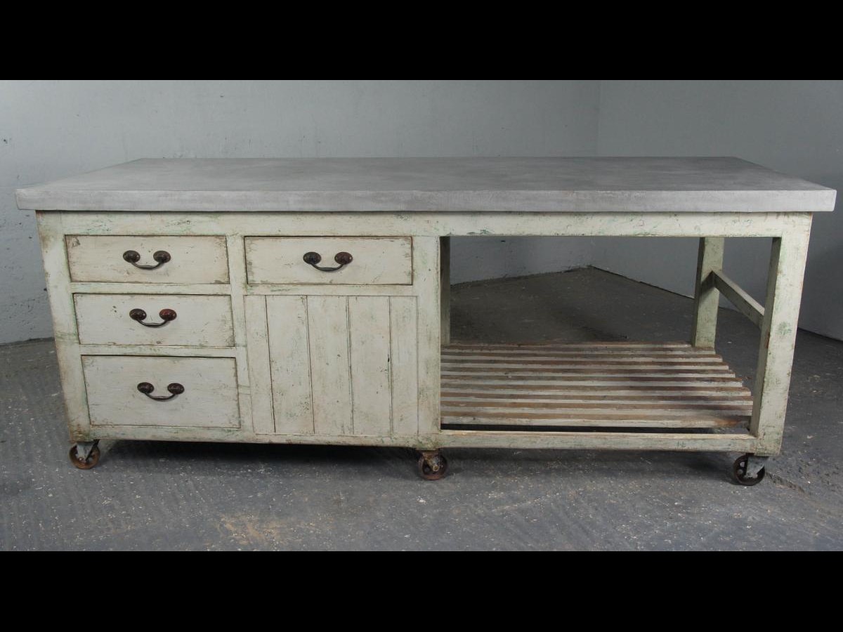 20th Century Industrial Antique Pine Workbench Kitchen Island Shop Counter