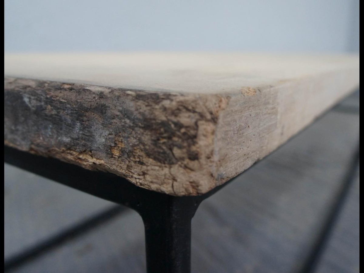 19th Century Sycamore Top on Bespoke Metal Frame Coffee Table