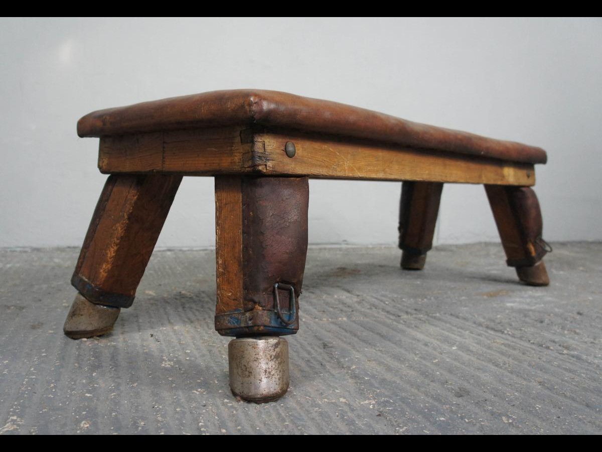 Mid-Century Vintage Leather Gym Bench