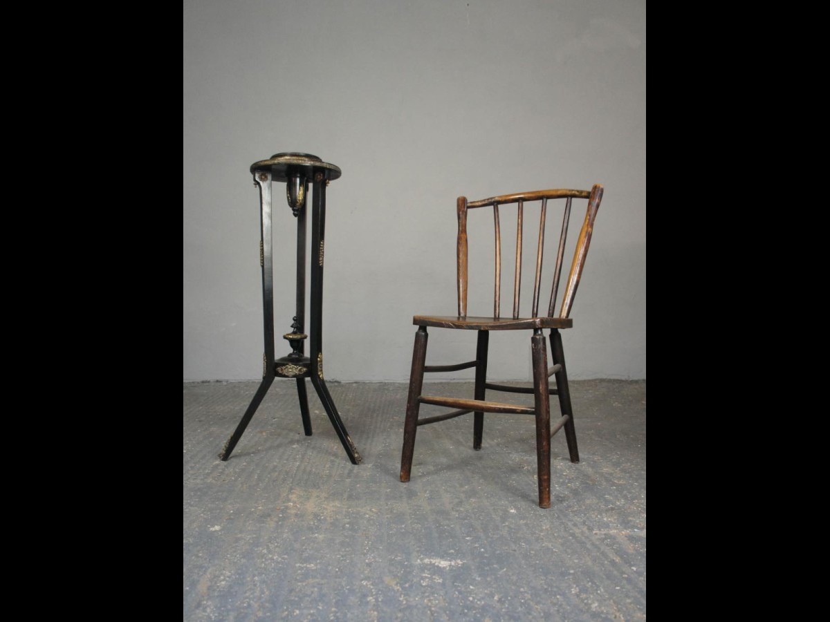Pair of Early Ash and Beech Spindle Back Chairs