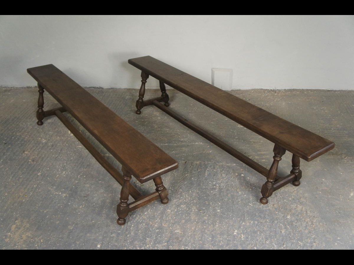 Pair of 19th Century English Oak Joint Hallway Benches