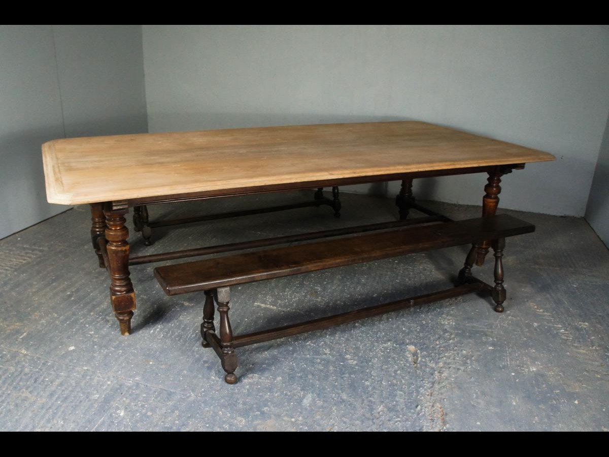 19th Century Large Mahogany Dining Table with Bleached Top