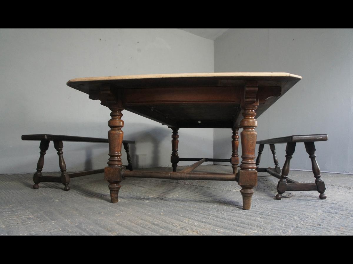 19th Century Large Mahogany Dining Table with Bleached Top