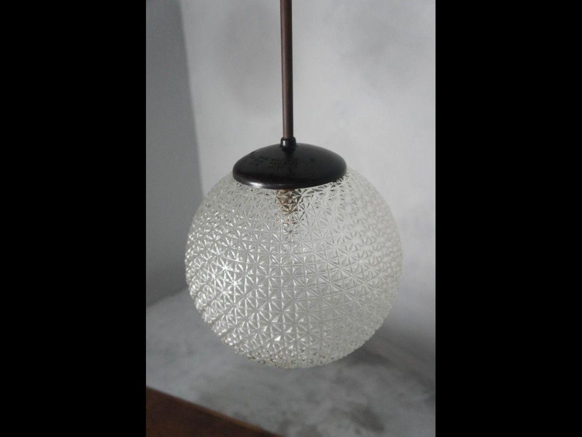 Pair of Midcentury Glass and Bakelite Holophane Globe Pendant Lights