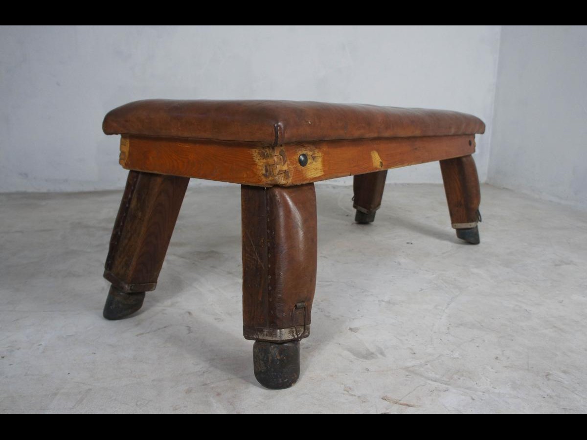 Mid Century Vintage Leather Gym Bench from Germany