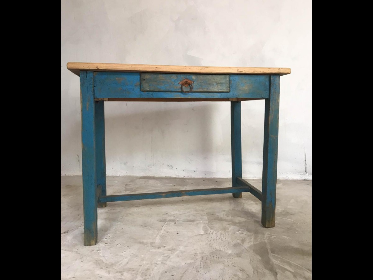 20th Century Rustic Pine Painted Side Table Occasional Table
