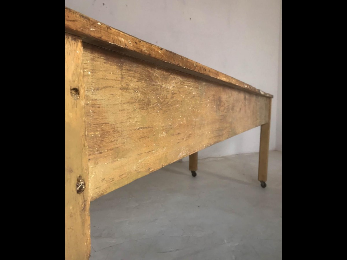 20th Century Pine Baker's Table/ Kitchen Table/ Farmhouse Dining Table