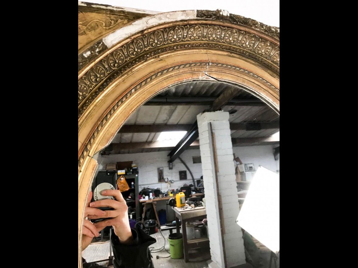 19th Century Gilt and Gesso Pair of French Oval Mirrors