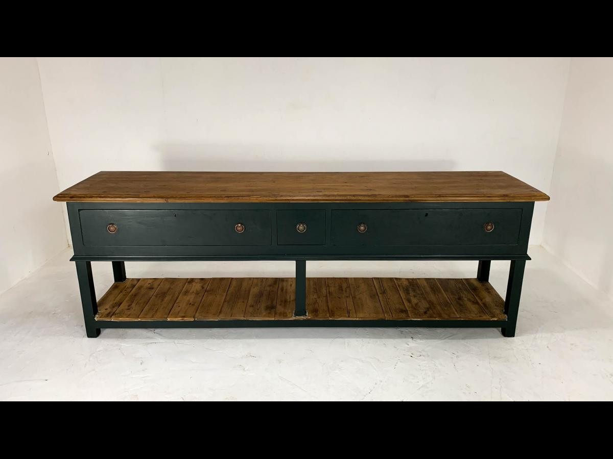 Restored Victorian English Pine Painted Sideboard Dresser Base