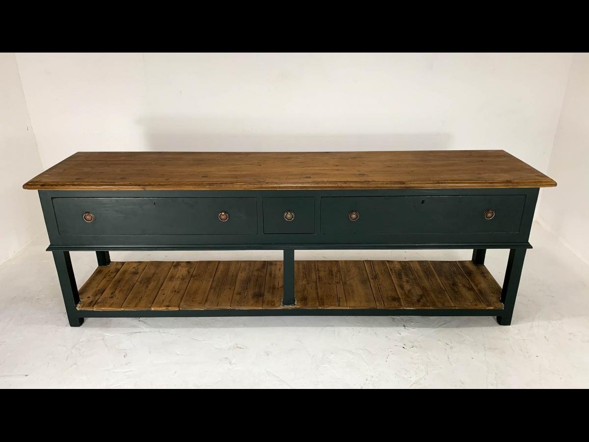 Restored Victorian English Pine Painted Sideboard Dresser Base