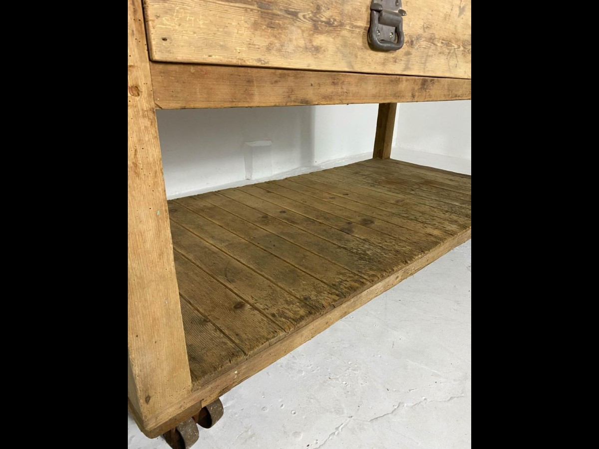 Antique Baker's Table with Hardwood Top