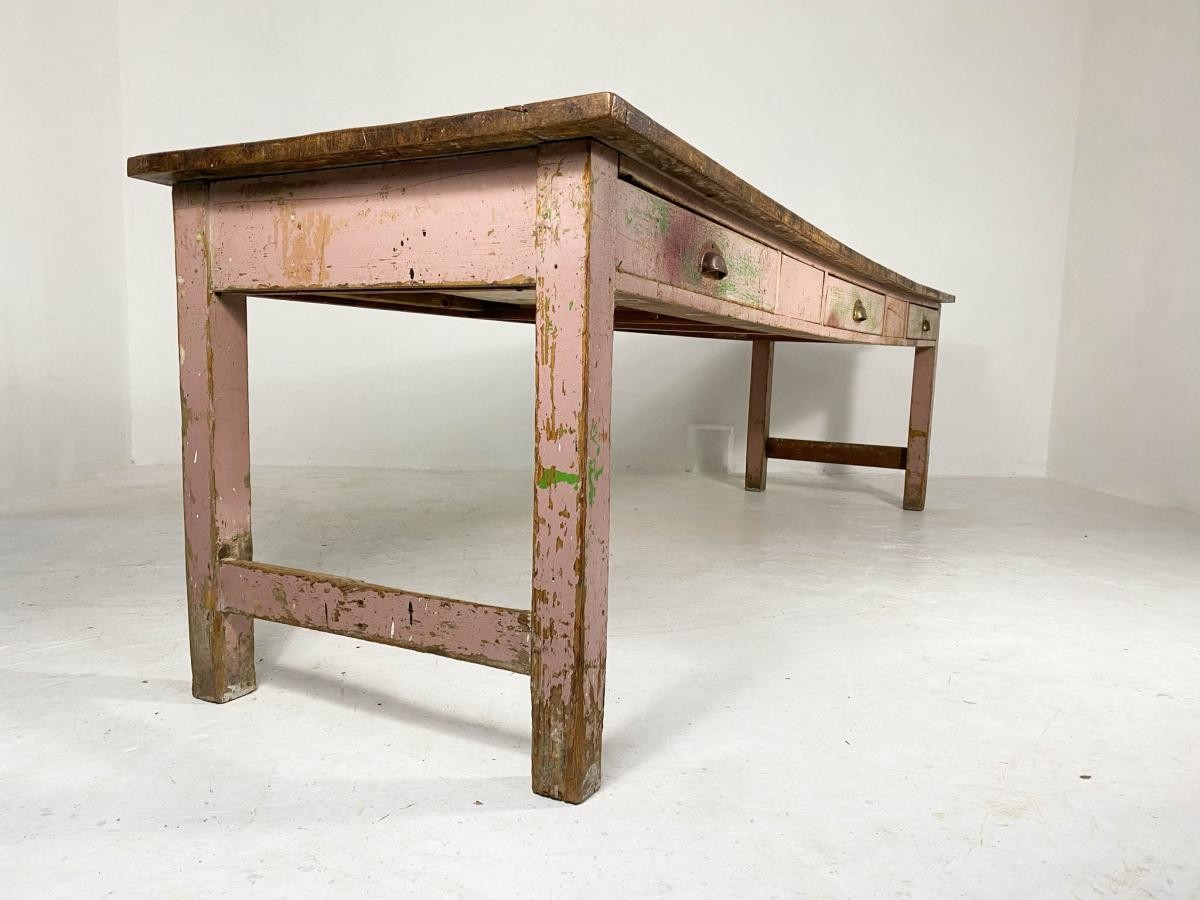 19th Century Victorian Pine Kitchen Table Server Hallway Console Table