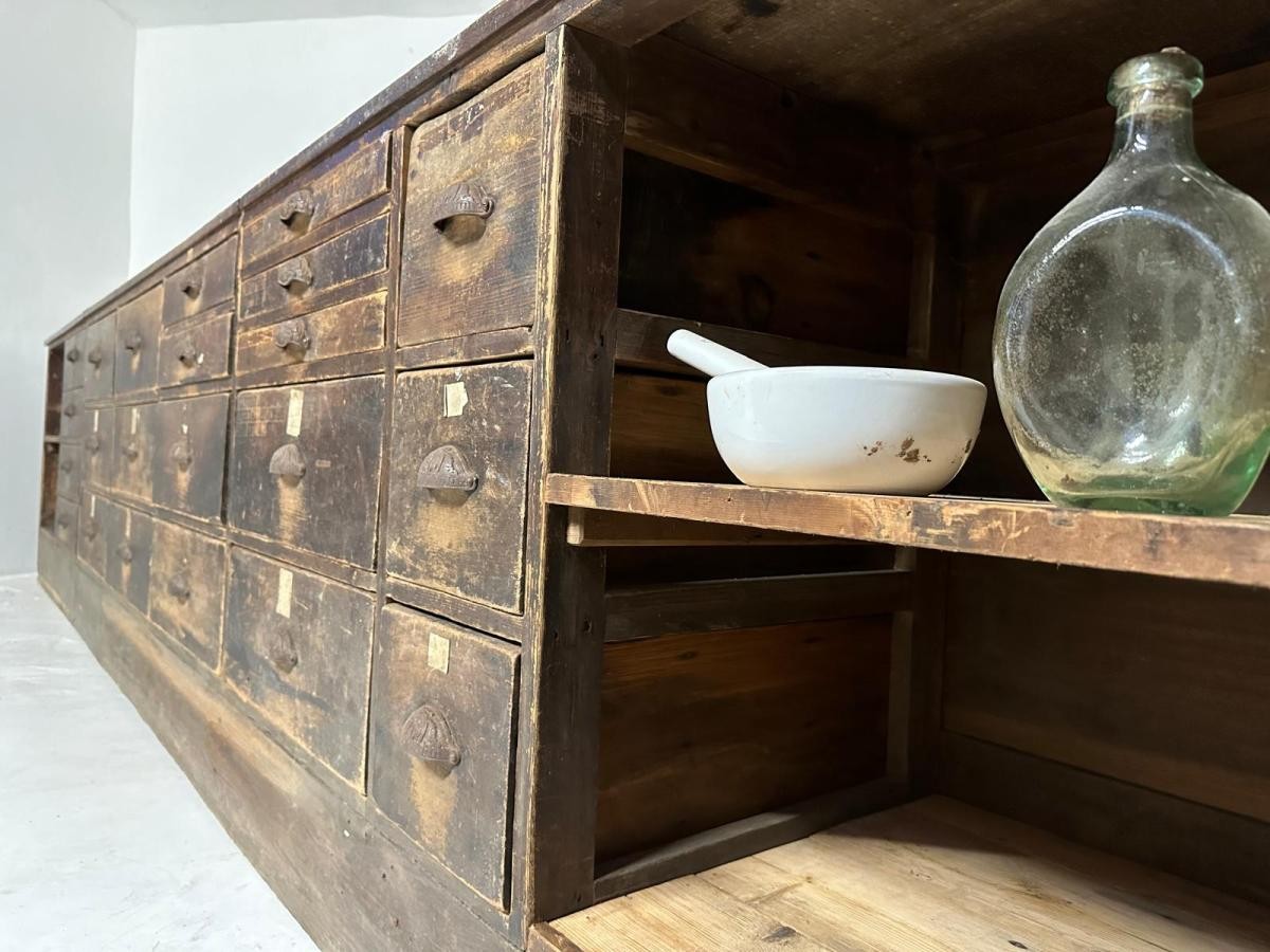 Antique Pharmacy Shop Counter 