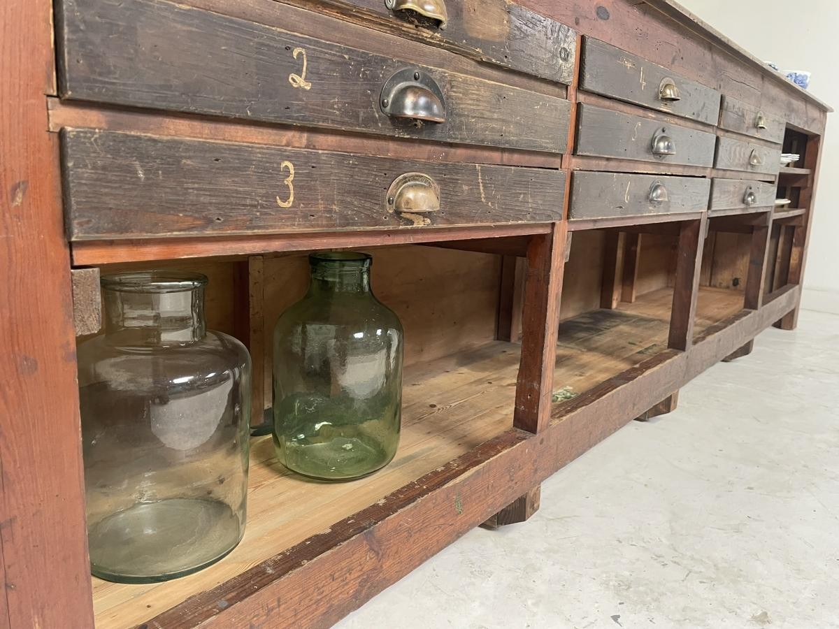Antique Haberdashery Shop Counter Freestanding Kitchen Island