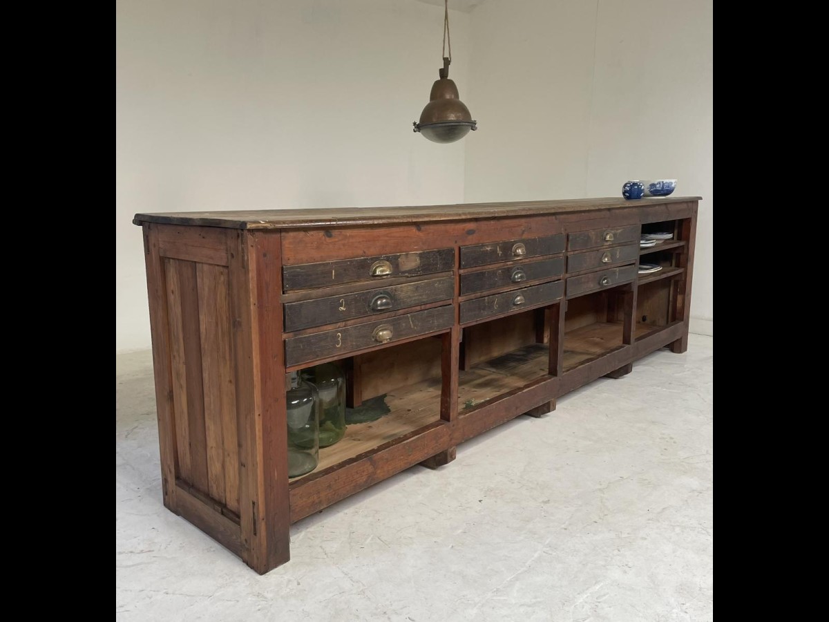 Antique Haberdashery Shop Counter Freestanding Kitchen Island