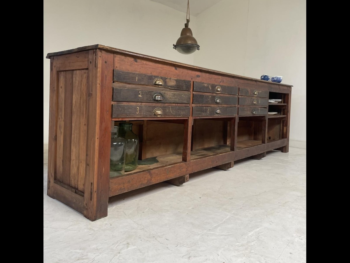 Antique Haberdashery Shop Counter Freestanding Kitchen Island